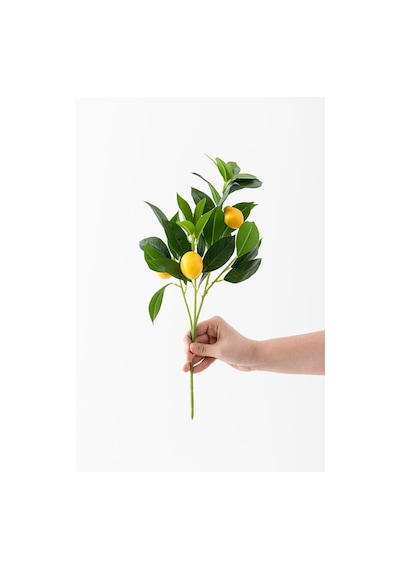 Yapay Limon Dalı Lux 3 Dal 27 Yaprak 50 Cm Sarı