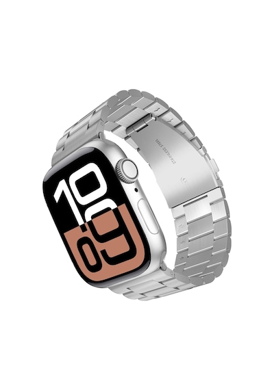 Apple Uyumlu Watch Seri 10 / 11 46mm Uyumlu Paslanmaz Çelik Akıllı Saat Kordonu - Ayarlanabilir Metal Toka