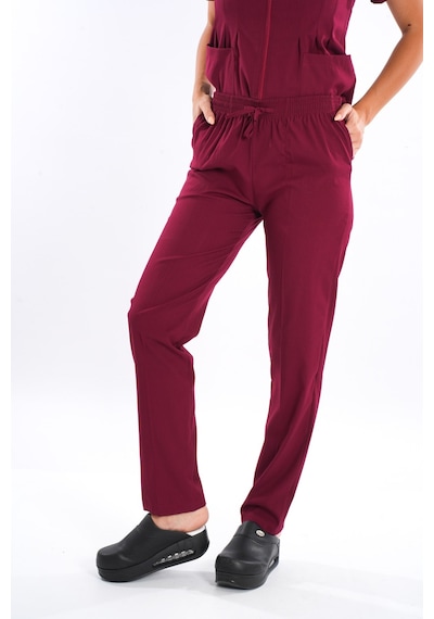 Bordo Lily Model Fermuarlı Soft Likra Doktor Hemşire Üniforma 001