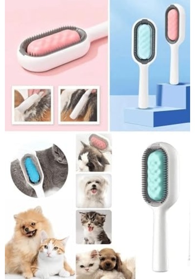 Kedi Köpek Masajlı Silikon Tüy Temizleme Toplama Fırçası, Islak Mendil Aparatlı