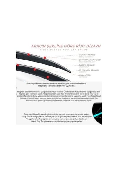 Renault Clio 4 2016 2017 2018 2019 Uyumlu Chrome Style Metal Kromlu Cam Rüzgarlığı 4 Parça Sunplex