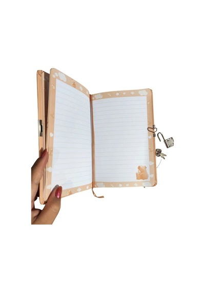 Capybara Hatıra Defteri Günlük Kilitli Defter 80 Yaprak - Tablet Kapibara Kahverengi