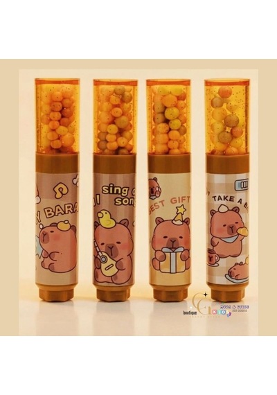 Capybara Luckybara Temalı Simli Baloncuklu Çevirmeli Silgi İz Bırakmaz - İster 1 Adet İster 2 Adet İ