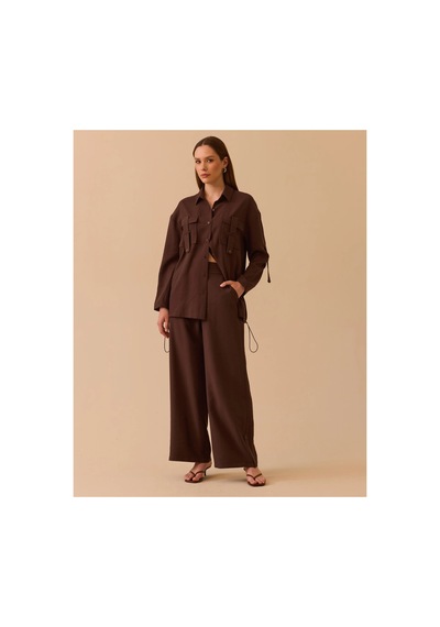 Seçil Düğme Detalı Tunik Ve Yüksek Bel Düz Paça Pantolon Kahverengi - 933556146 Kahverengi Seçil Düğme Detalı Tunik Ve Yüksek Bel Düz Paça Pantolon Kahverengi - 933556146 Kahverengi