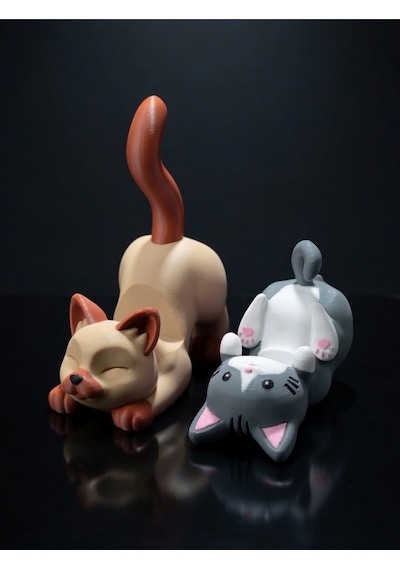 2'li Set Kedi Figürlü Telefon Tutucu Stand - 3d Baskı Ofis Masaüstü Aksesuarı Ve Biblo