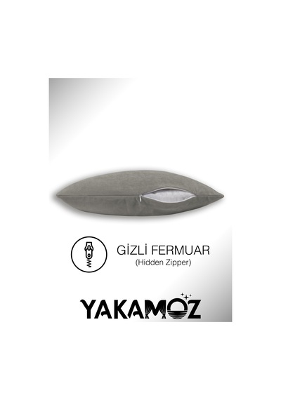 Ekru Renk Kırlent , Yastık Kılıfı Kadife Görünümlü Velvet Touch Serisi Ekru