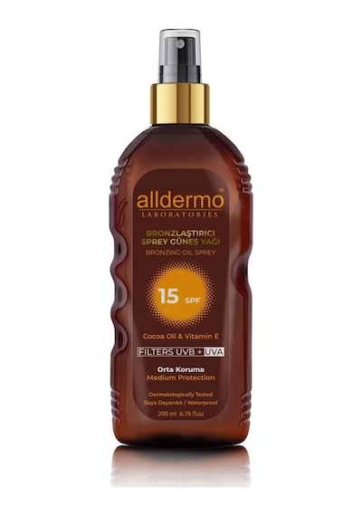 Alldermo Bronzlaştırıcı Sprey Güneş Yağı SPF15 200 ML
