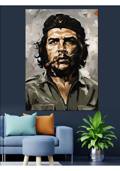 Savaşçı Che Guevara Portre Dekoratif Kanvas - Mdf Ahşap Tablo