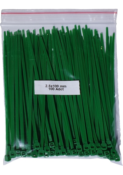 Plastik Kablo Bağı Yeşil 2,5 x 100 mm Cırt Kelepçe 100 Adet