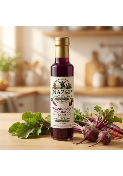 Organik Pancar & Mor Havuç Kvass 250 Ml.x 12 Adet