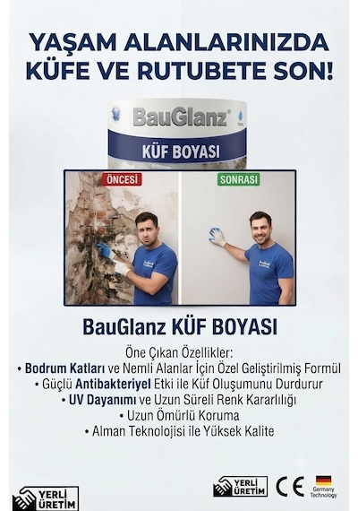 Bauglanz Profesyonel Anti-mold Küf Ve Rutubet Önleyici Boya 1.5 KG