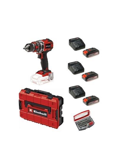 Einhell TP-CD 18/50 Li-I BL Solo Akülü Vidalama Seti + 3 x 2.5 AH Starter Kit Bits Uç Ve Çanta Dahil