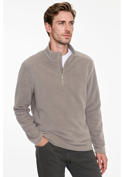Ac&Co / Altınyıldız Classics Erkek Vızon Anti-pilling Tüylenme Yapmayan Standart Fit Dik Yaka Polar Sweatshirt Vizon