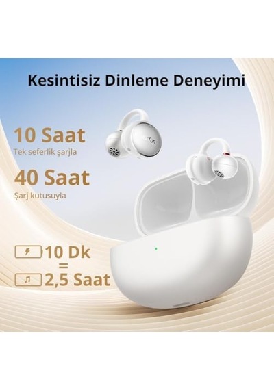 Earfun Clip Open Ear Adaptif Konforlu Kulaklık - Bluetooth 6.0-40 Saat Oynatma Süresi - Ip55 - Beyaz Earfun Türkiye Garantili 50 x 22