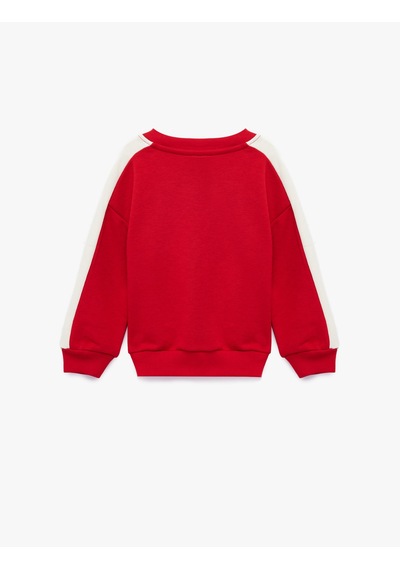Koton Pamuklu Uzun Kollu Bisiklet Yaka Baskılı Sweatshirt Kırmızı 7wmb10054tk