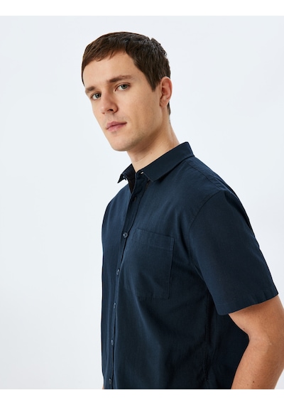 Koton Kısa Kollu Pamuklu Cep Detaylı Slim Fit Gömlek Lacivert 5sam60014hw Lacivert Koton Kısa Kollu Pamuklu Cep Detaylı Slim Fit Gömlek Lacivert 5sam60014hw Lacivert