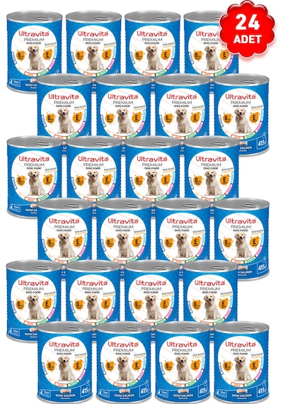 Ultravita Premium Yüksek Proteinl Somonlu Konserve Yetişkin Köpek Maması 24 x 415 G