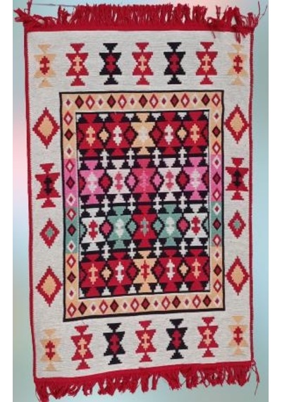 Kilim Antik 80-125 Otantik Motifler Model Naturel Boya Çift Taraflı El Yapımı Kırmızı