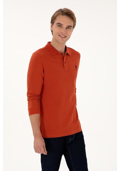 U.S. Polo Assn. Erkek Regular Fit Polo Yaka Kiremit Basic Sweatshirt 50307757-VR031