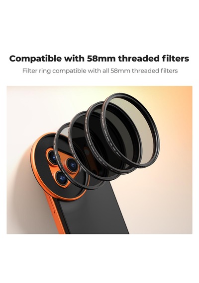 K&f Concept İphone 17 Pro Ve 58 Mm Dişli Filtrelerle Uyumlu, İphone Filtre Montajı Filtre Dahil Değildir