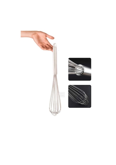 Sos Çırpma Teli Paslanmaz Yumurta Çırpıcı Çikolata Çırpıcı Krema Çırpıcı Çelik Saplı 25 Cm Gri