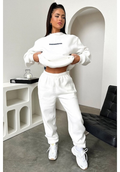 That So Fetch Eşofman Takımı Sweatshirt Jogger - Beyaz Baskılı Oversize Şardonlu Kapüşonlu Beyaz That So Fetch Eşofman Takımı Sweatshirt Jogger - Beyaz Baskılı Oversize Şardonlu Kapüşonlu Beyaz