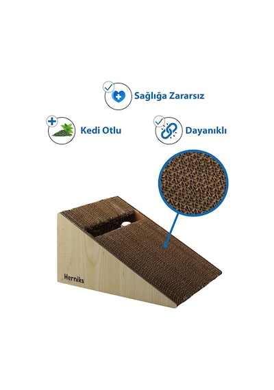 Herniks Doğal Kedi Otlu Zilli Toplu Kedi Tırmalama Kartonu 27.5 CM Hr2021