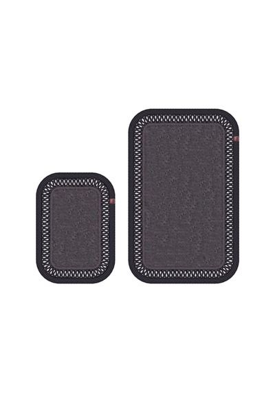 Banyo Paspası Takımı 70x110+50x70 Cm İç Trikot Antrasit Gri & Siyah