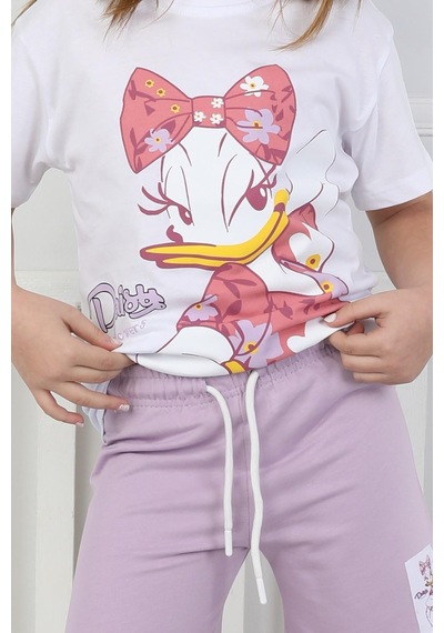 Daisy Baskı Kız Çocuk Şortlu Takım-90349 Lila