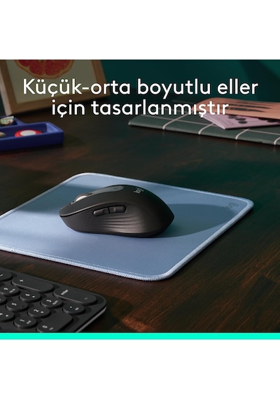 Signature M650 Kablosuz Mouse, Küçük Ve Orta Boy Sağ El İçin, 4000 Dpı, Sessiz, Bluetooth, Logi Bolt Usb Alıcı, 24 Ay Pil Ömrü, Siyah
