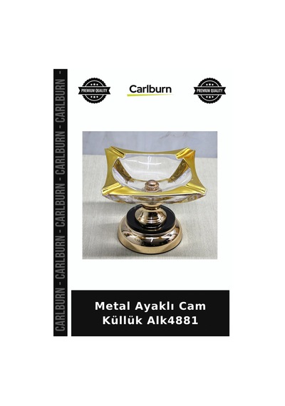 Metal Ayaklı Cam Küllük Dekor Ürünü Dekoratif Obje Masa Üstü