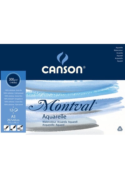 Canson Sulu Boya Bloğu Pad Canmontv 12s A3 300 Gr Çok Renkli