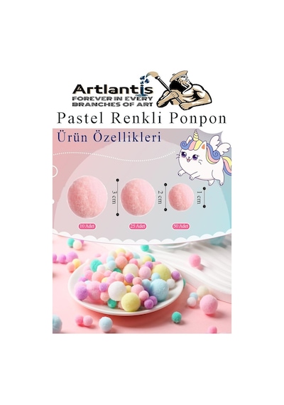 Pastel Renkli Pon Pon 10 20 30 Mm 85 Li 1 Paket Peluş Ponpon Tüylü Ponpon Okul Öncesi Kreş El İşi Hobi
