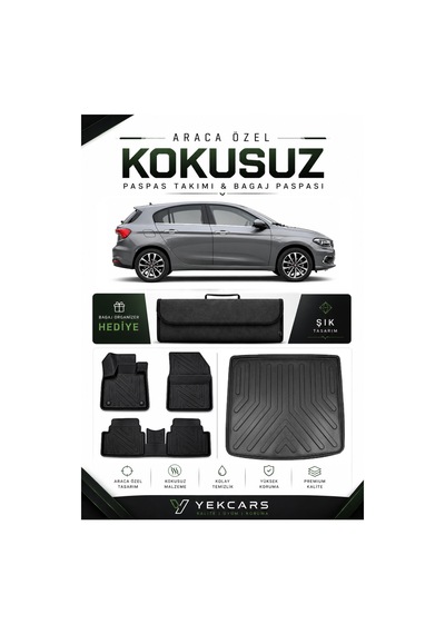 Fiat Egea Hatchback 2016 Model Aracınıza Özel 4d Karbonlu Kauçuk Paspas Takımı Ve Bagaj Havuzu