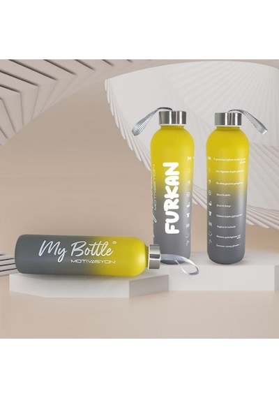 Kişiye Özel Renkli 750 Ml Motivasyon Cam Su Matarası Hk2708 001
