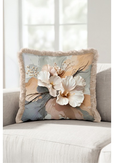 Çiçek Motifli Floral Saçaklı Yastık Kılıfı - Sanatsal Botanik Bej Gri Vizon Püsküllü Kırlent Kılıfı Yalın Vadi Halo Çiçek Motifli Floral Saçaklı Yastık Kılıfı - Sanatsal Botanik Bej Gri Vizon Püsküllü Kırlent Kılıfı Yalın Vadi Halo