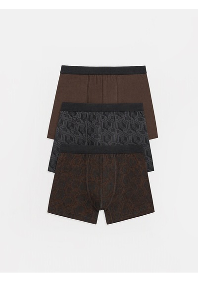LC Waikiki Lc Waıkıkı Kahverengi Regular Fit Erkek Boxer 3'lü