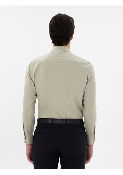 Cacharel Haki Slim Fit Pamuklu Oxford Gömlek Yeşil
