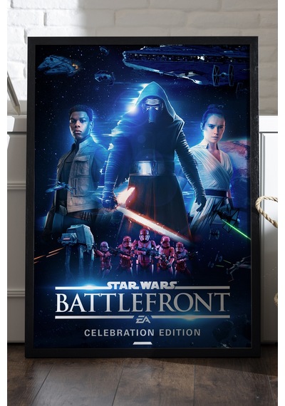 : Battlefront Siyah Ahşap Çerçeveli Poster, Dekoratif Oyun Duvar Tablosu