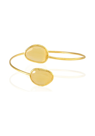 Kadir Jewellery 22 Ayar Altın Kaplama Zirkon Taşlı Ayarlanabilir Trend Bilezik Sarı