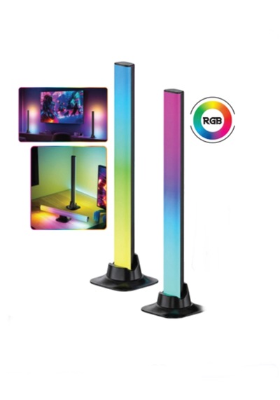 2'li Set Bluetoothlu Rgb Ambiyans Ledi Masaüstü Masası Rgb Ekolayzer Led Işık Çubuğu .