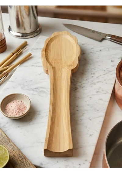 Bambu Çiçek Kaşık Altlığı / Kaşıklık Açık Ahşap