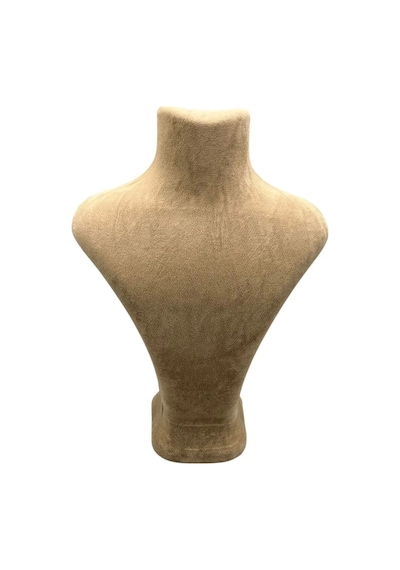 Yerli Üretim Londra Model Süet Kumaş Sütlü Kahve Renk 22/18 Cm Kolye Sergileme Mankeni Çok Renkli