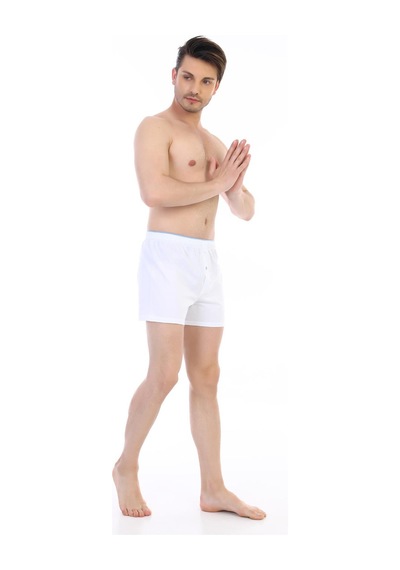 Çift Kaplan Erkek Penye Beyaz Boxer 805