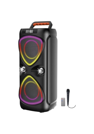 Bluetooh Hoparlör Kablolu Mikrofonlu Kumandali Radyolu Led Işıklı Parti Speaker D78
