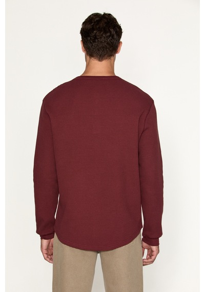 Grımelange Sıella Erkek Organik Pamuklu Patlı Uzun Kollu Bordo Sweatshirt