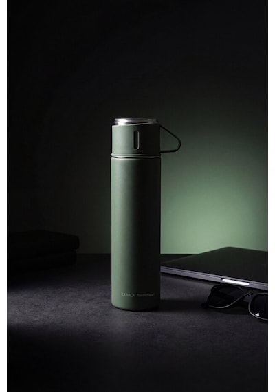 Karaca Thermosteel Nature Bardaklı Çelik Sızdırmaz Termos Haki 500 ml
