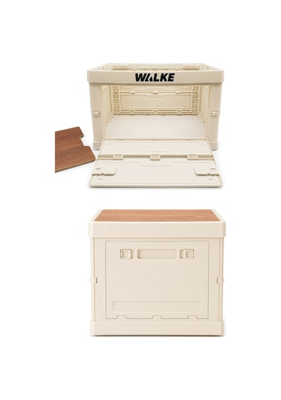 Walke Campbox Katlanabilir Kamp Masası Ve Saklama Kutusu 50x38 Cm Ahşap Kapaklı Bej