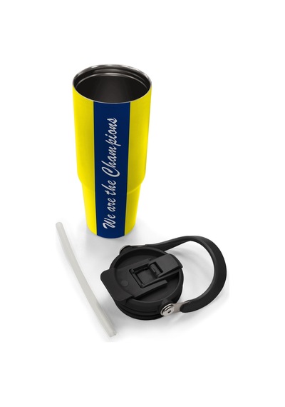 Coral High Kids Sarı Lacivert Çubuklu Pipetli Ve Direkt İçim Çelik Termos 900 Ml 38730 Lacivert - Sarı