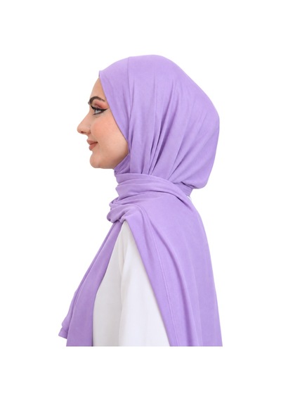 Modish Group Penye Boyun Kapamalı Şal Başörtü Hazır Giyim Turban Esnek Jersey Şal Lila